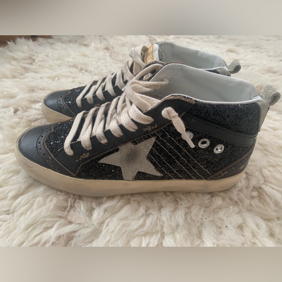 Golden Goose Mid Star Sneaker Black Glitter beige Taupe NIB - Picture 3 of 16